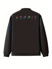 Plus Size Women's Black Casual Bomber Jacket with Zip Closure