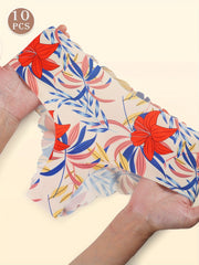 Women's Breathable Floral Art Print Low Waist Briefs Set of 10