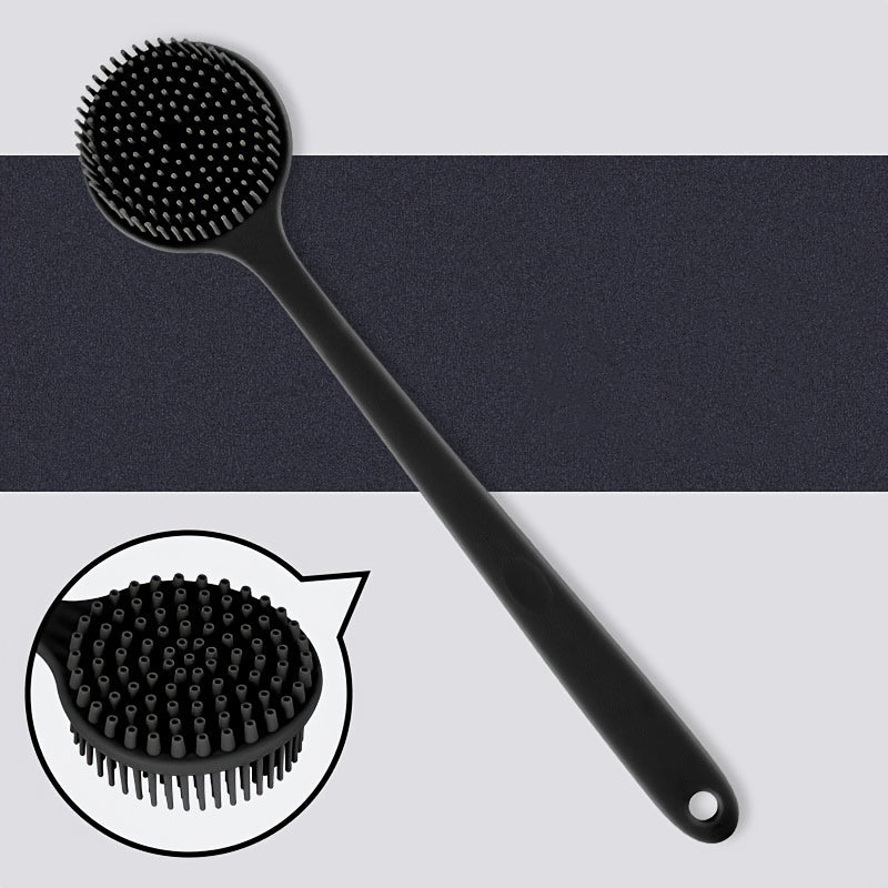Double-Sided Soft Silicone Bath Brush with Long Handle for Gentle Cleansing and Skin Care