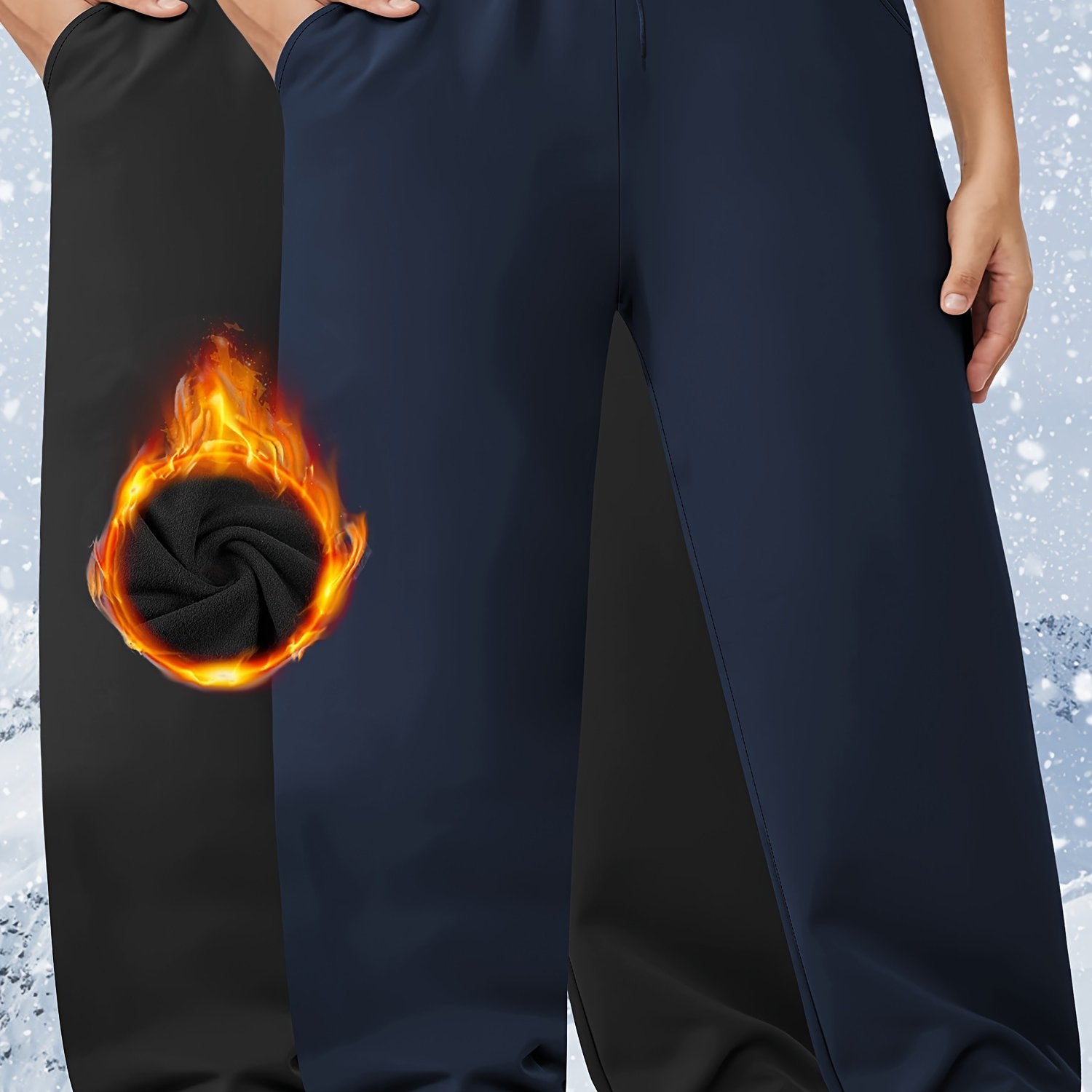 Plus-Size Warm Fleece Wide-Leg Pants Set for Autumn and Winter