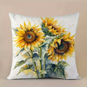 Sunflower Print Cushion Cover Soft Polyester Square Pillowcase for Sofa Bedroom 45.72cm