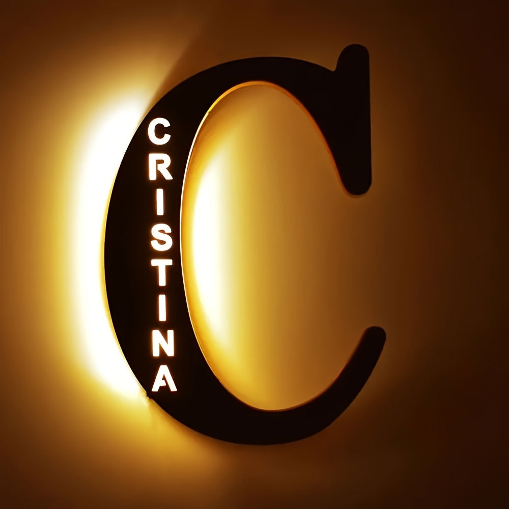 Personalized Wall Sconce with Engraved Name Night Light USB Powered Long-Lasting LED Bedroom Decor