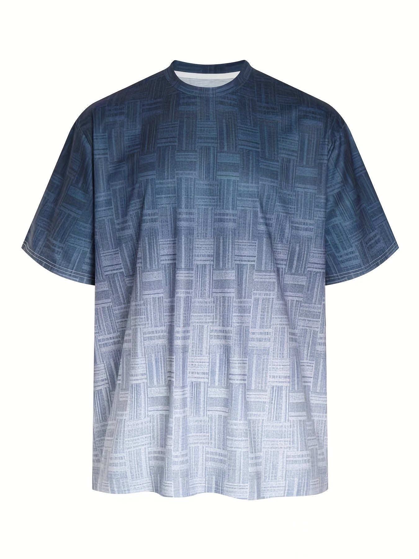 Мужская летняя повседневная футболка с геометрическим узором, короткий рукав, круглый вырез, большой размер, полиэстеровая смесь