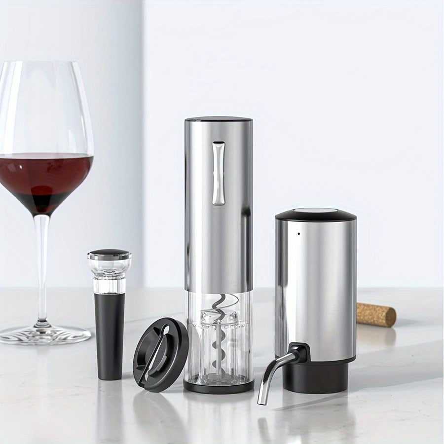 Electric Wine Opener Set with Foil Slicer and Dispenser USB Rechargeable for Kitchen and Restaurant