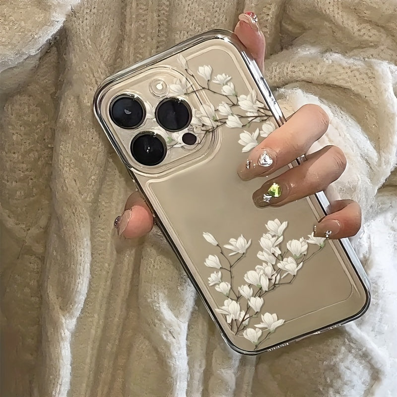 Magnolia Flowers TPU Phone Case for iPhone 11 12 13 14 15 16 Pro Plus Max