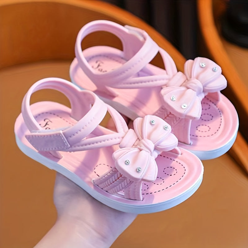 Детские летние сандалии для девочек средних и больших размеров с цветочным узором, PVC, низкий топ