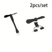 Mini USB Fans and 3-in-1 Phone Fan Set Portable Flexible Cooling Fans for Mobile Devices and Laptops