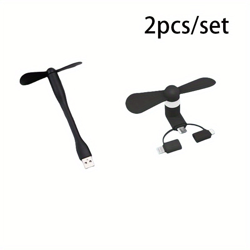 Mini USB Fans and 3-in-1 Phone Fan Set Portable Flexible Cooling Fans for Mobile Devices and Laptops