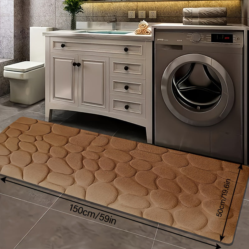 Alfombra de baño de espuma viscoelástica con relieve de piedra, antideslizante, suave, absorbente y lavable