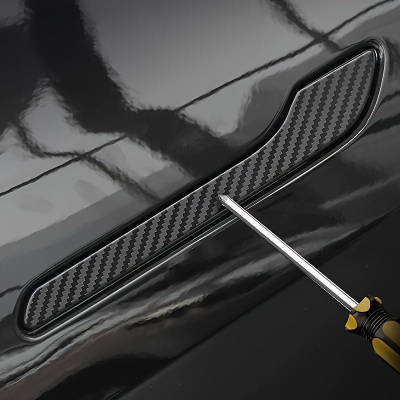 4Pcs Carbon Fiber Look Door Handle Wraps for Tesla Model 3/Y Scratch-Resistant Exterior Accessories