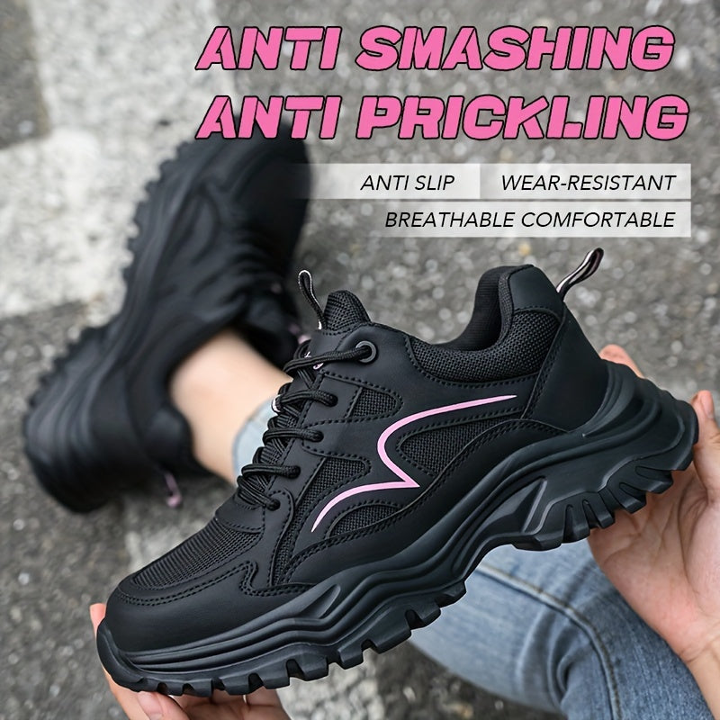 Women's Lightweight Steel Toe Safety Shoes Breathable Anti-Puncture Work Shoes