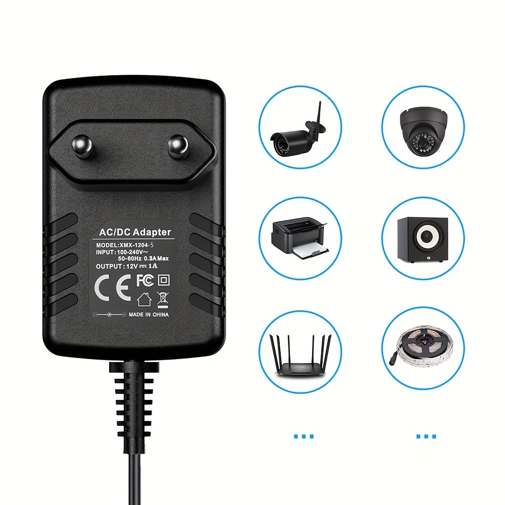 12V 1A AC/DC Quvvat adaptori zaryadkasi CCTV kameralar, LED chiroqlar, routerlar, switchlar va hub'lar uchun