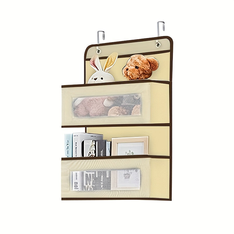 Katta tarmoqli osilgan tashkilotchi, kosmetika, o'yinchoqlar va saqlash uchun shaffof cho'ntaklar bilan