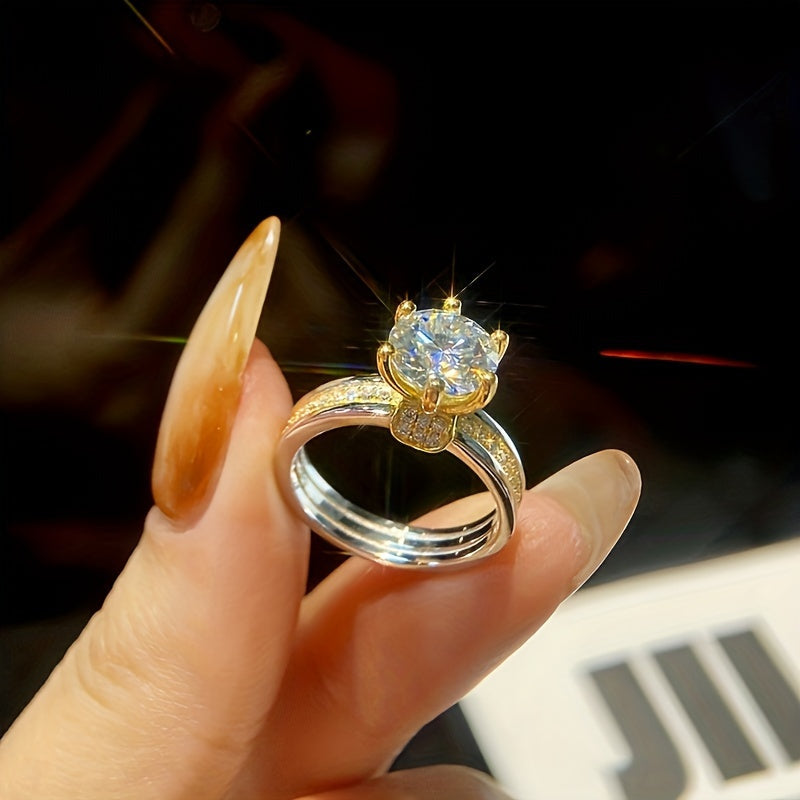 Ladies' Jewelry 2 Carat Mozambique Stone Engagement Ring Sterling Silver with Promise Eternal Anniversary Valentine's Day