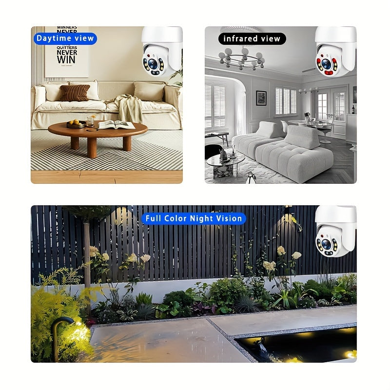 Outdoor Security Camera 2.4GHz WiFi IP66 Waterproof AI Human Detection Panoramic Two-Way Audio