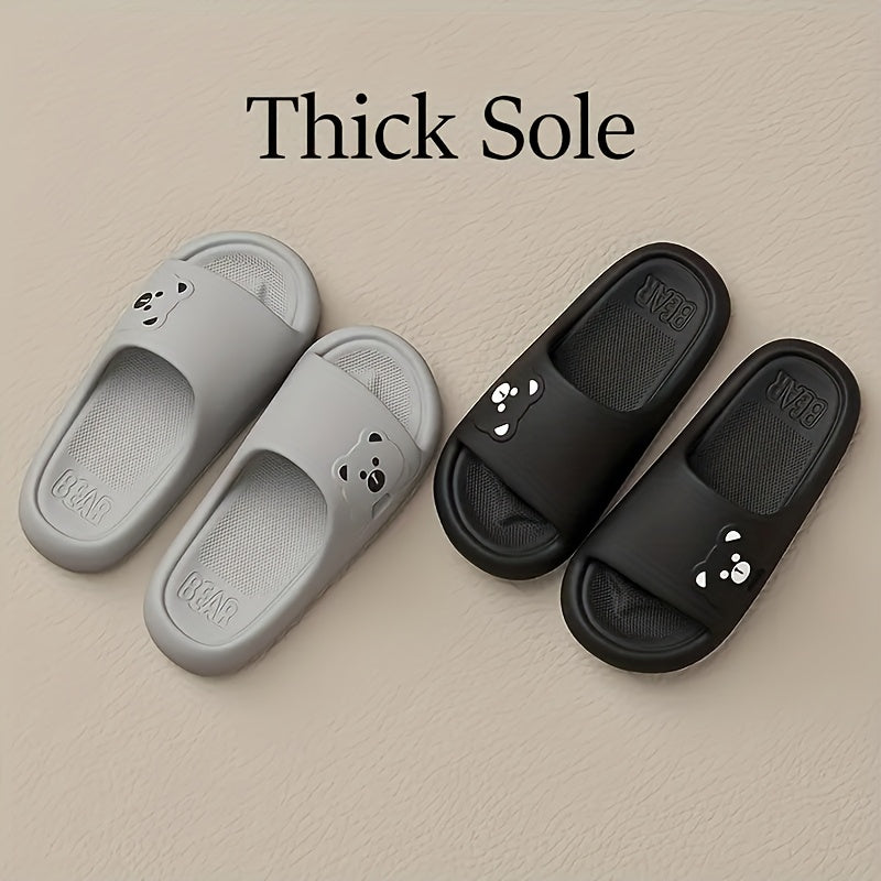 Unisex EVA Slippers Non-Slip Quick-Dry Open-Toe Bathroom Slides Gray White