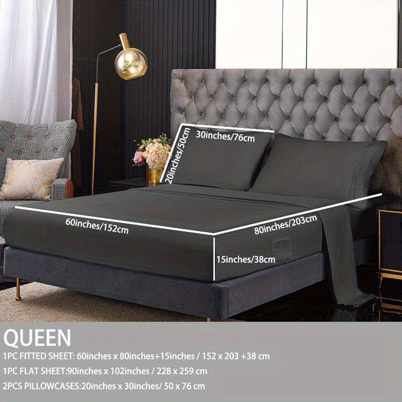 Cooling Bedding Set for Hot Sleepers 3/4 Piece Sheets Pillowcases Dark Grey Queen King Twin Full California King