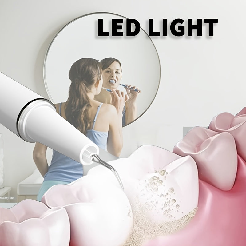 LED chiroq bilan zaryadlanadigan tish tozalagich, 4 ta almashtiriladigan bosh, Type-C zaryadlash, portativ elektr dizayni, sovg'a uchun mos.