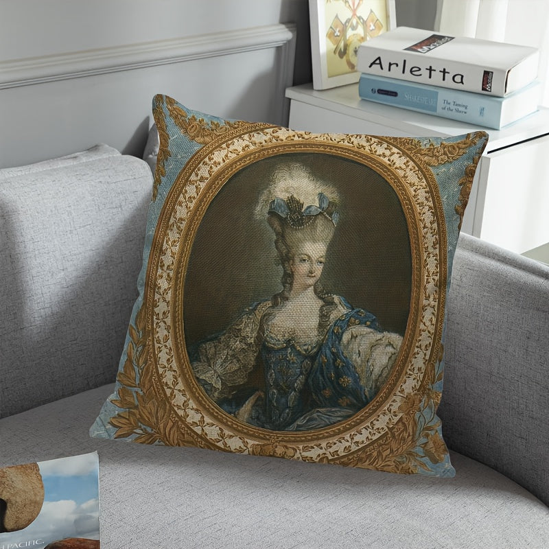 Funda de cojín decorativa con retrato de Marie Antoinette, poliéster, 45.72x45.72 cm