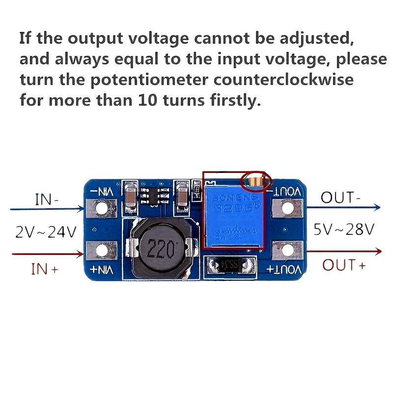 2/4pcs DC-DC Step-Up Boost Converter Power Supply Module 2V-24V to 5V-28V 2A