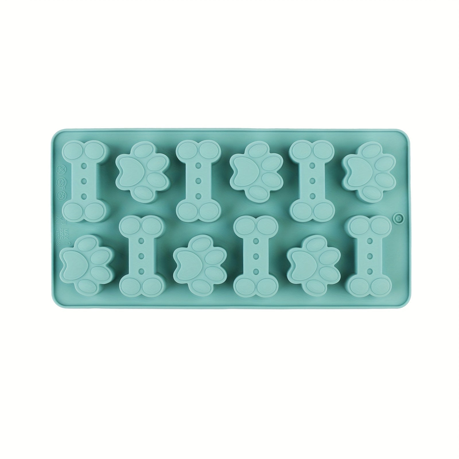 Silicone Dog Treat Mold Non-Stick Flexible Bone Paw Print Pink Blue Gray for Biscuits Ice Cubes Chocolate