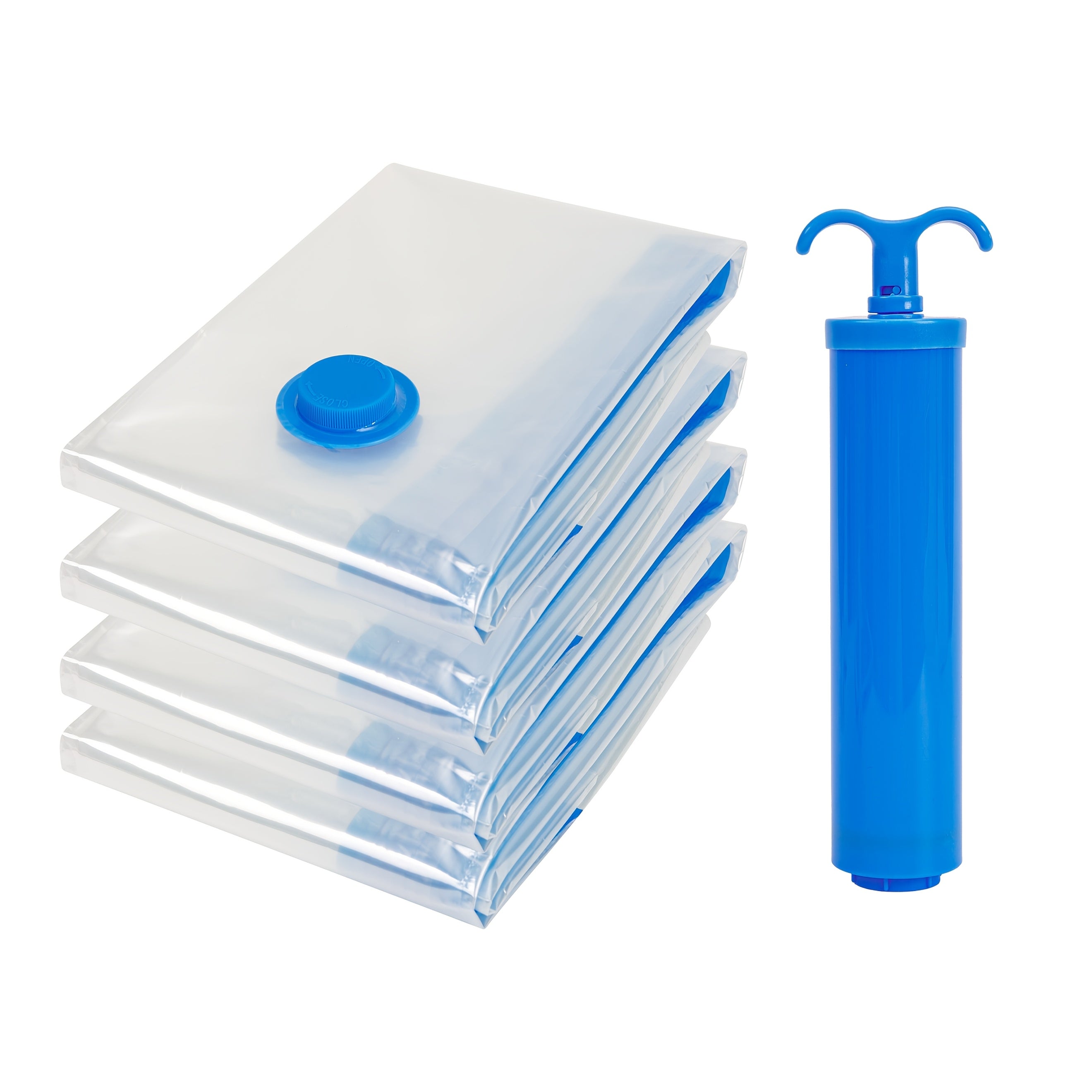 5 ta vakuum siqish saqlash sumkasi to'plami, qo'l pompasi bilan kiyimlar, yostiq va sayohat uchun