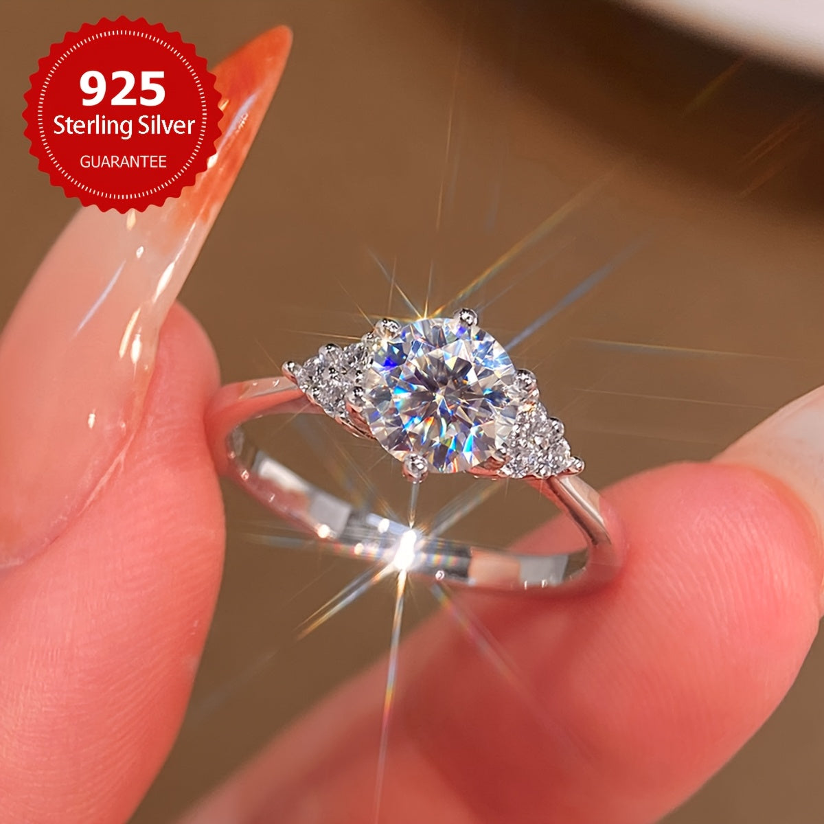 Moissanite Engagement Ring 1CT Sterling Silver Wedding Jewelry for Valentine