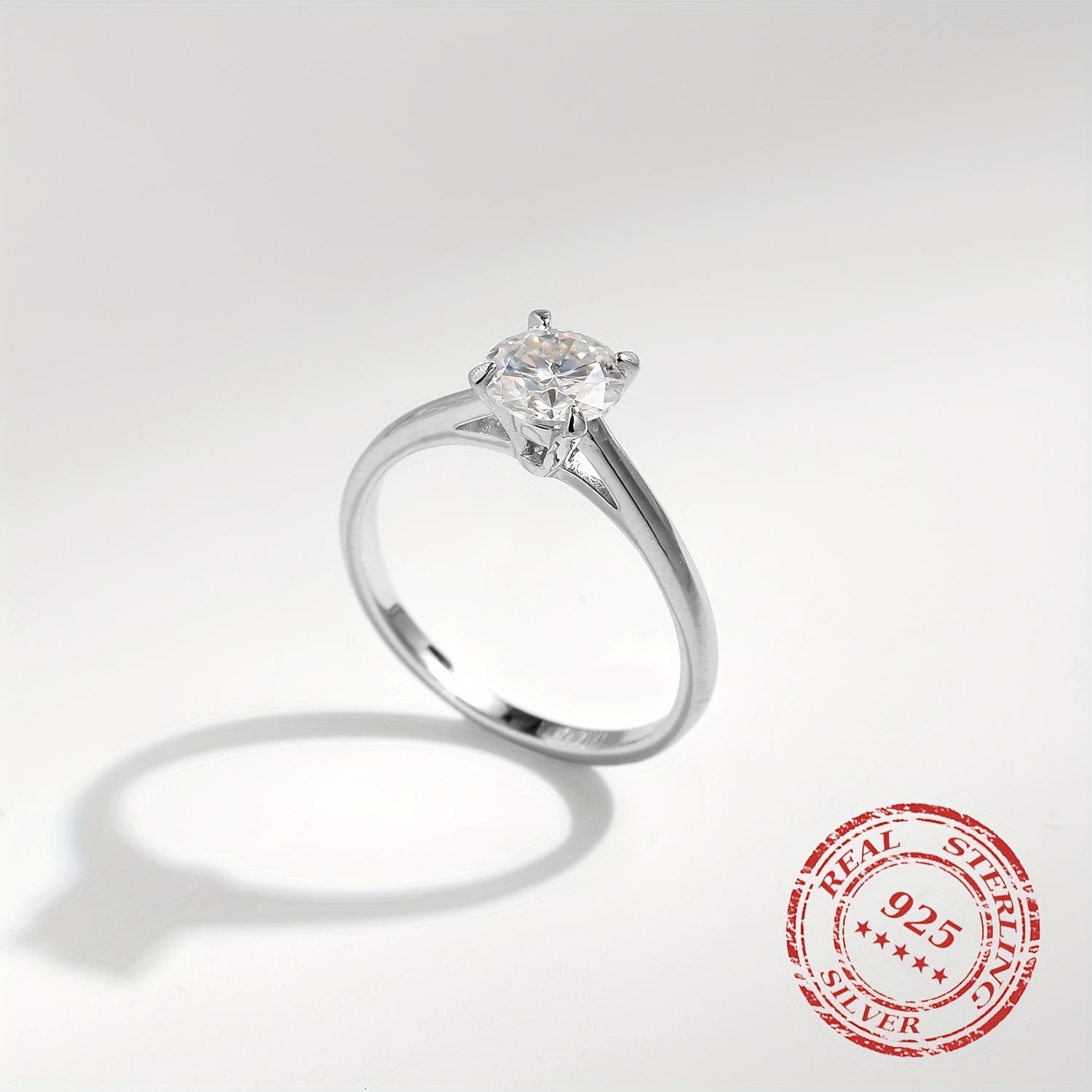 1 Carat Moissanite Engagement Ring for Women Sterling Silver Solitaire D VVS