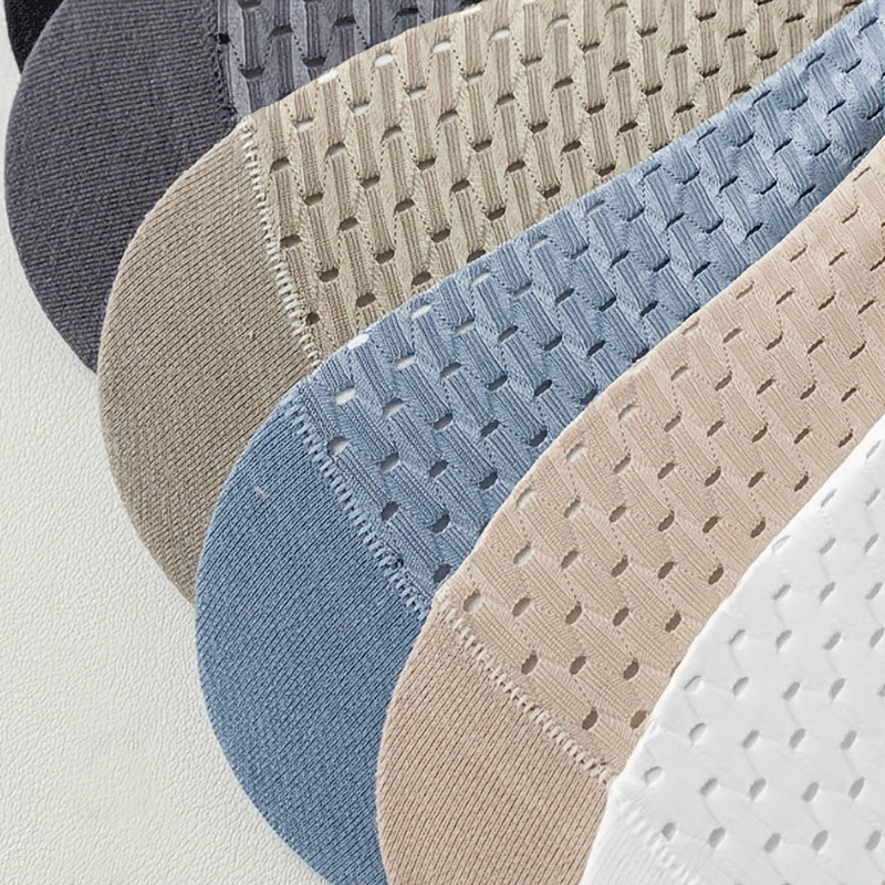 Men's Invisible Socks 5 Pairs Non-Slip Breathable Nylon Spandex Solid