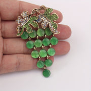 Green Grape Cat Eye Flower Brooch for Women Fashion Jewelry
