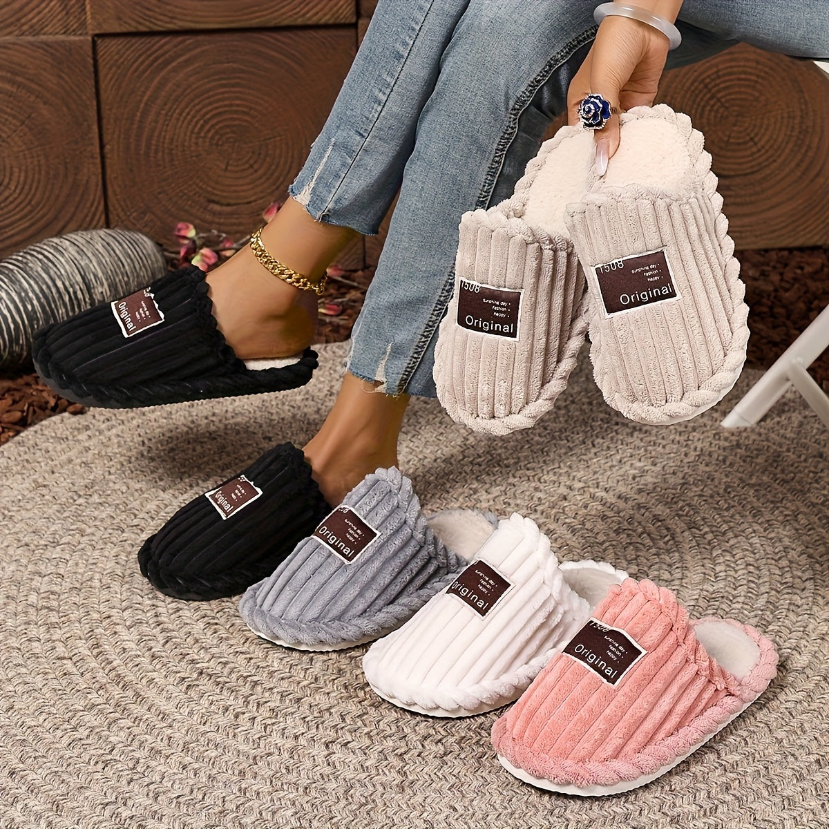 Ladies' Winter Home Slippers Soft Cotton Casual Shoes in 5 Colors