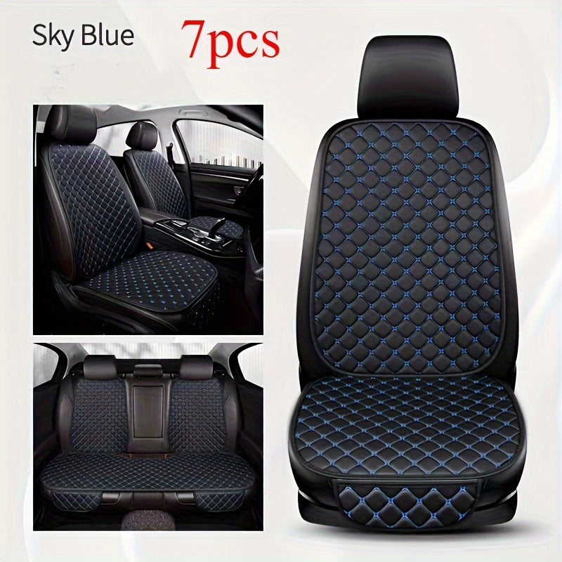Cojín de asiento de coche de cuero PU universal con bordado de estrella para 5 asientos, todas las estaciones