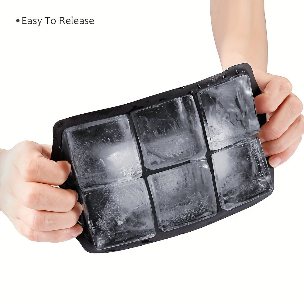 Large Square and Sphere Ice Cube Trays Set for Whisky and Cocktails Black