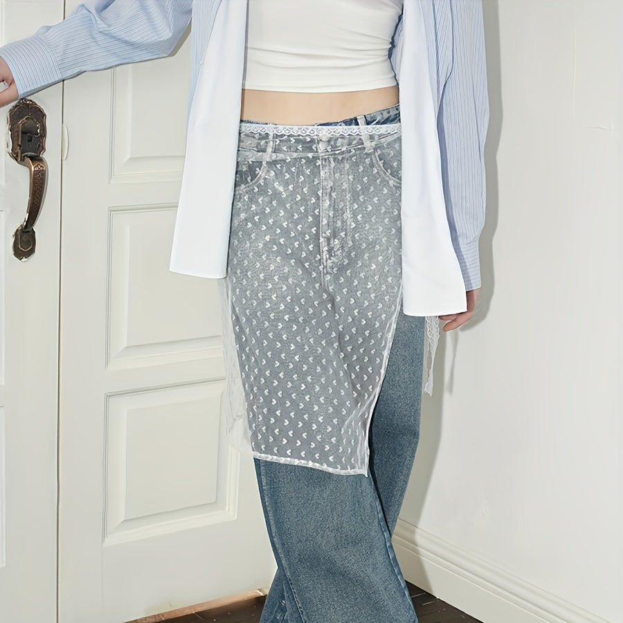 Unisex Midi Skirt Apron with Adjustable Lace Shirt Extender