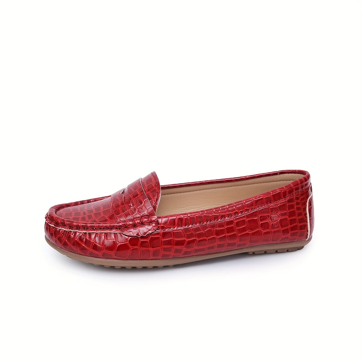 Women's Red Pink Loafers Slip-On Moccasins Comfortable All-Season Casual Footwear