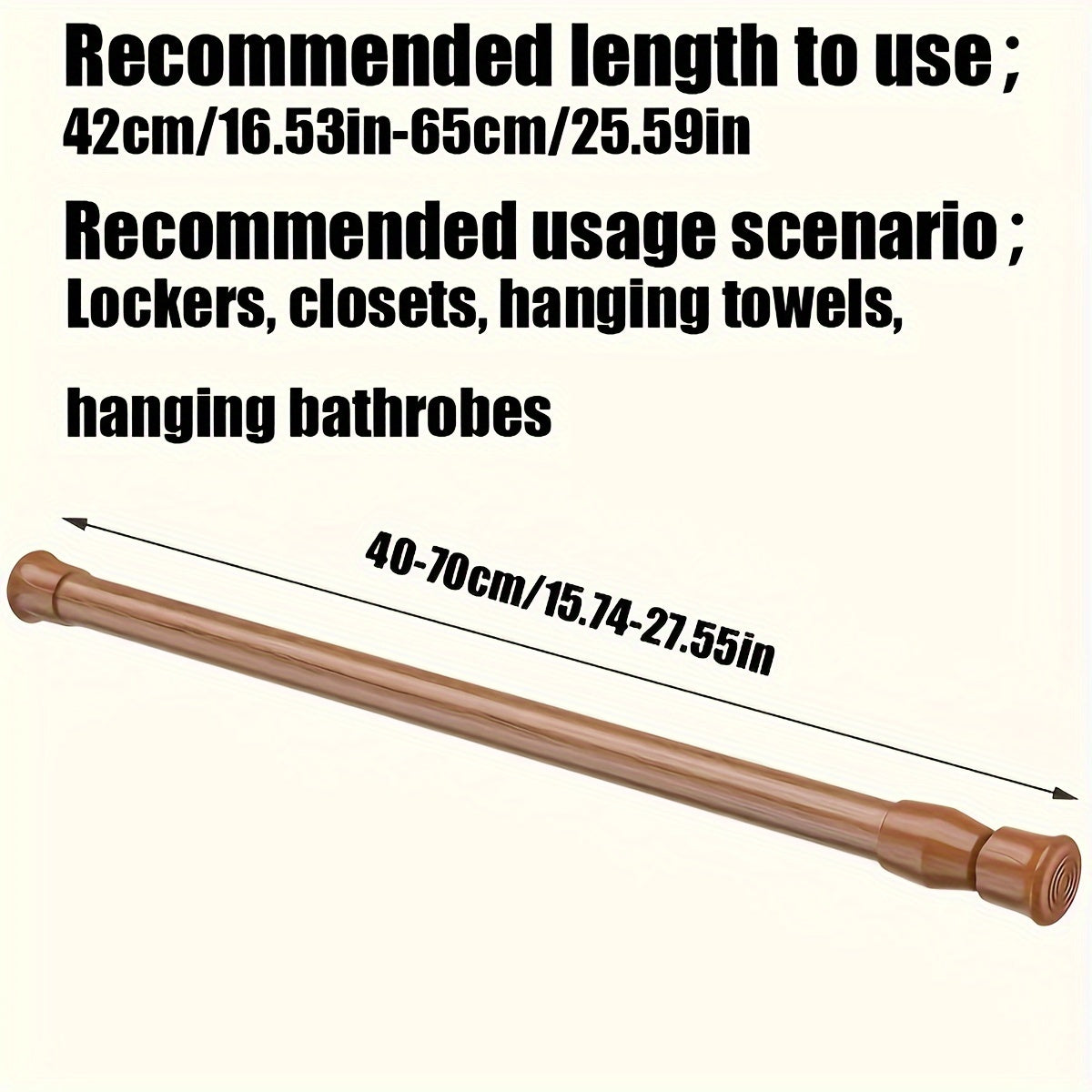 Telescopic Curtain Rod with Spring for Shower Curtains and Clothes Hanging Black White Wood Grain