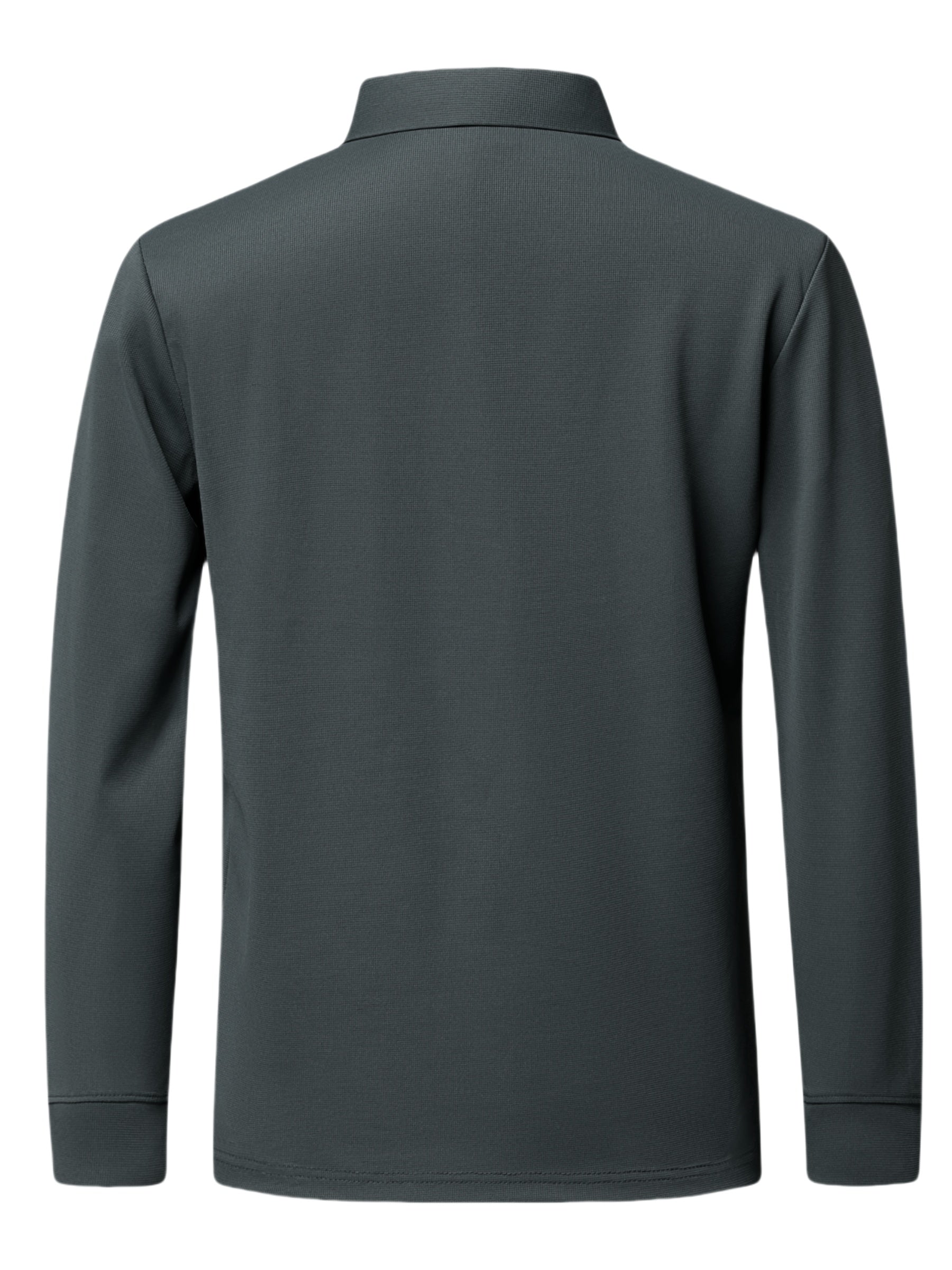 Men's Long Sleeve Solid Color Lapel T-Shirt Casual Breathable Knit Fabric