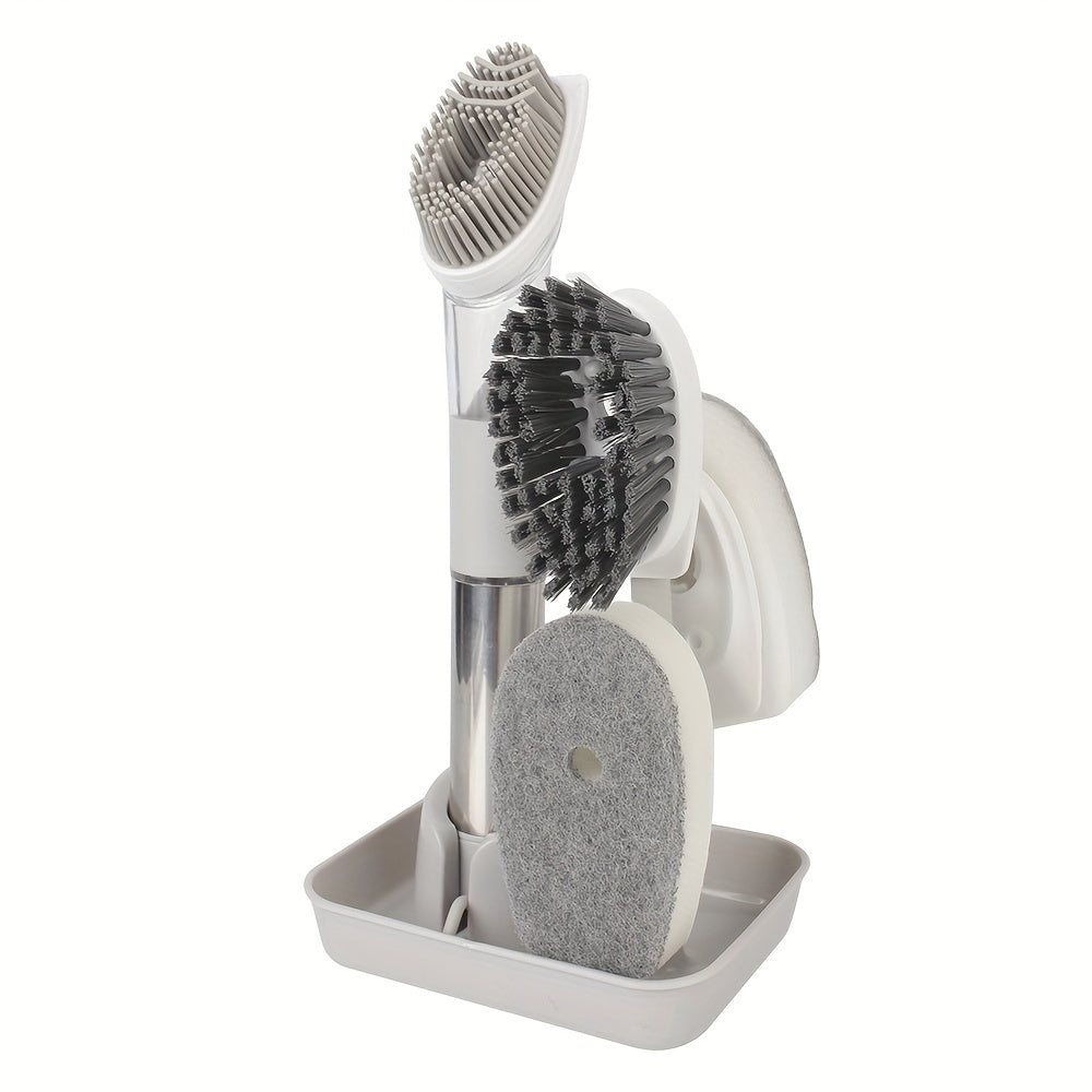 Oshxona tozalash cho'tkasi to'plami, sovun dozatori bilan, uzoq tutqichli, olib tashlanadigan gubka