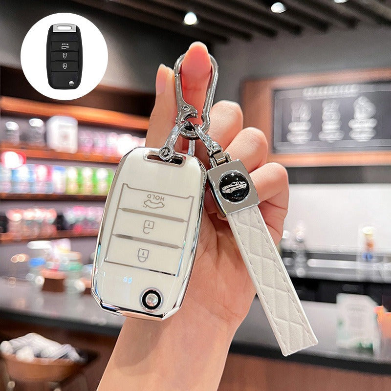 Universal TPU Flip Key Fob Cover With Keychain for Remote Car Keys