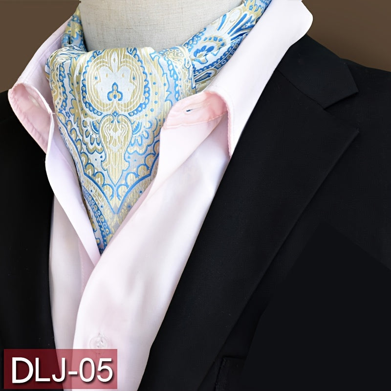 Men's Autumn Winter Double-Layer Paisley Pattern Collared Shirt Scarf for Casual Formal