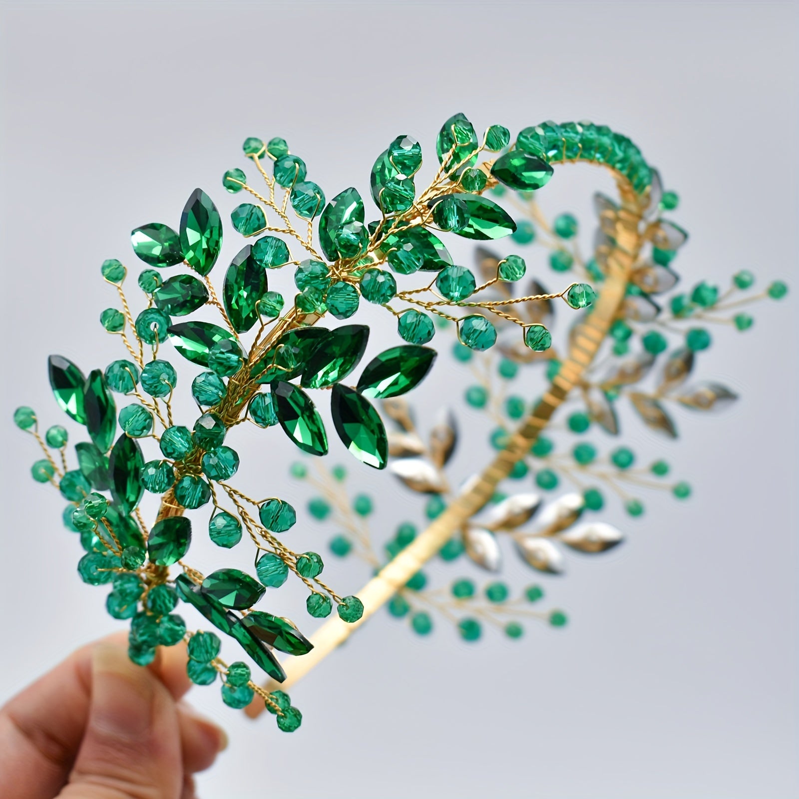 Crystal Headband Tiara for Women in Red Green and Blue for Weddings Proms and Parties