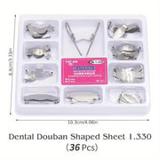 36 Pieces Dental Saddle Contoured Metal Matrices with Spring Clips for Dentistry Lab