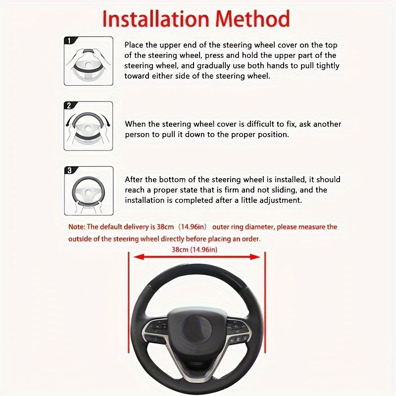 Elastic PU Leather Steering Wheel Cover Carbon Fiber Pattern Inner Circle-Free Multiple Colors