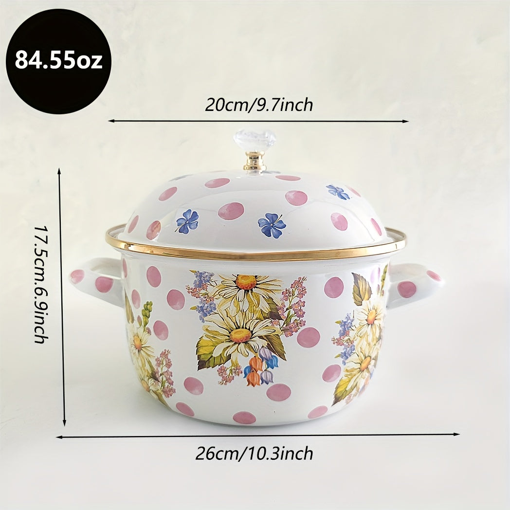 Enamel Double Ear Soup Pot Thickened High-Temperature Resistant for Electric Stove Gas Kitchenware