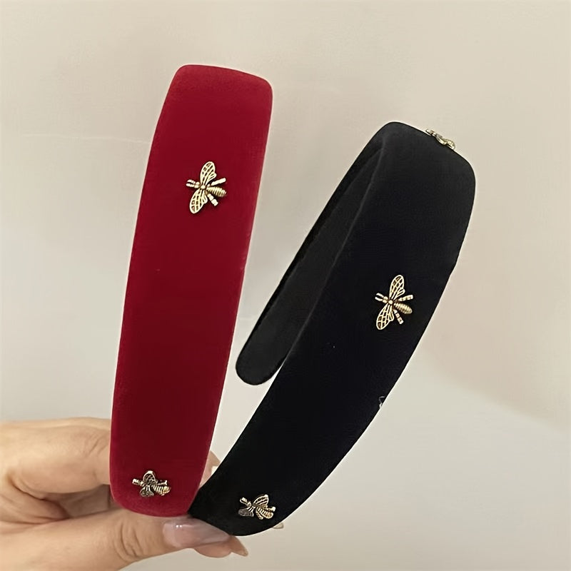 Red Headband with Bee Embellishments for Valentine's Day and Casual Wear