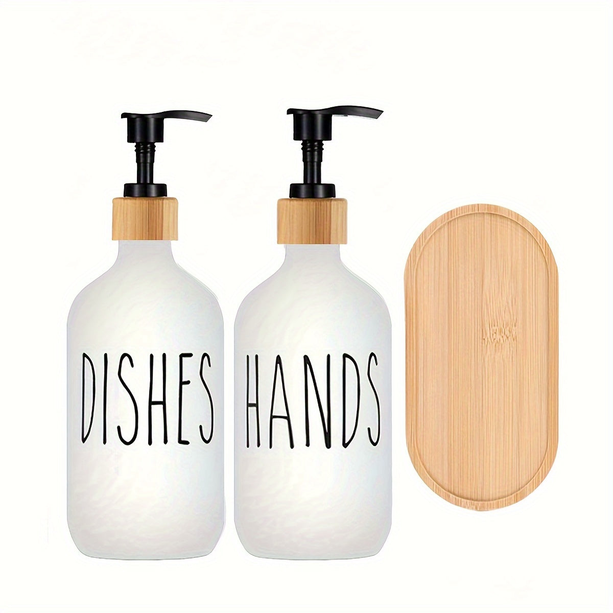 Hojatxona uchun sovun idishlari to'plami, tishli qopqog'i bilan, dush gel va shampun uchun to'ldiriladigan loson shishasi bilan