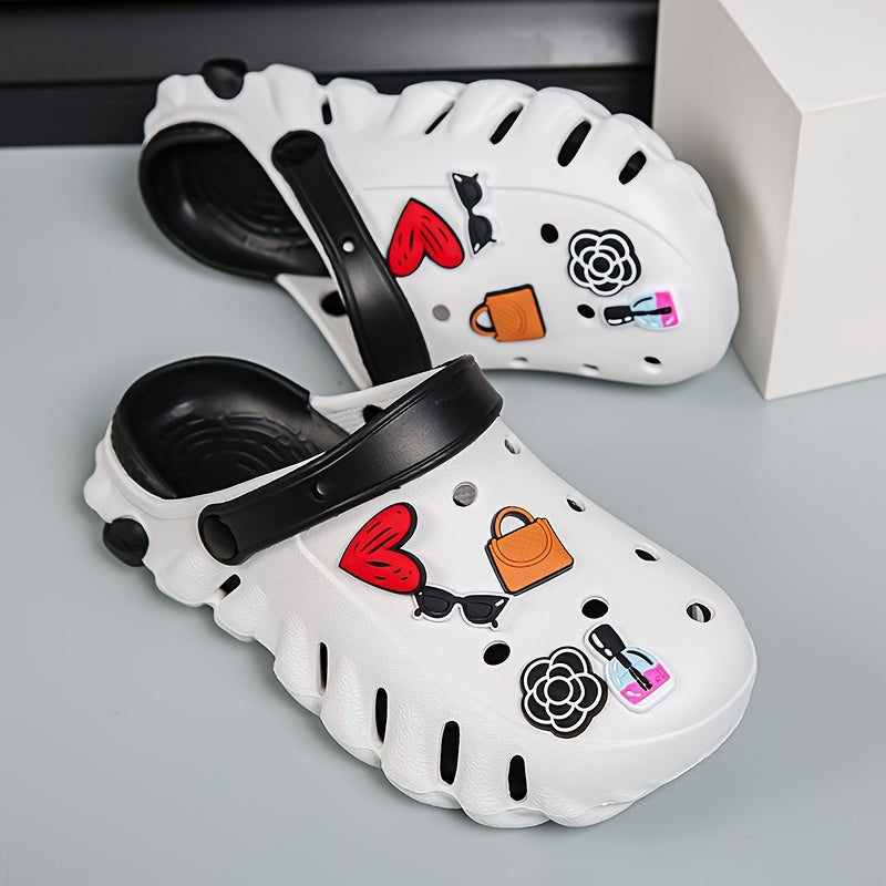Women's 3D Cartoon Decor Clogs Lightweght EVA Slip On Summer Beach Shoes