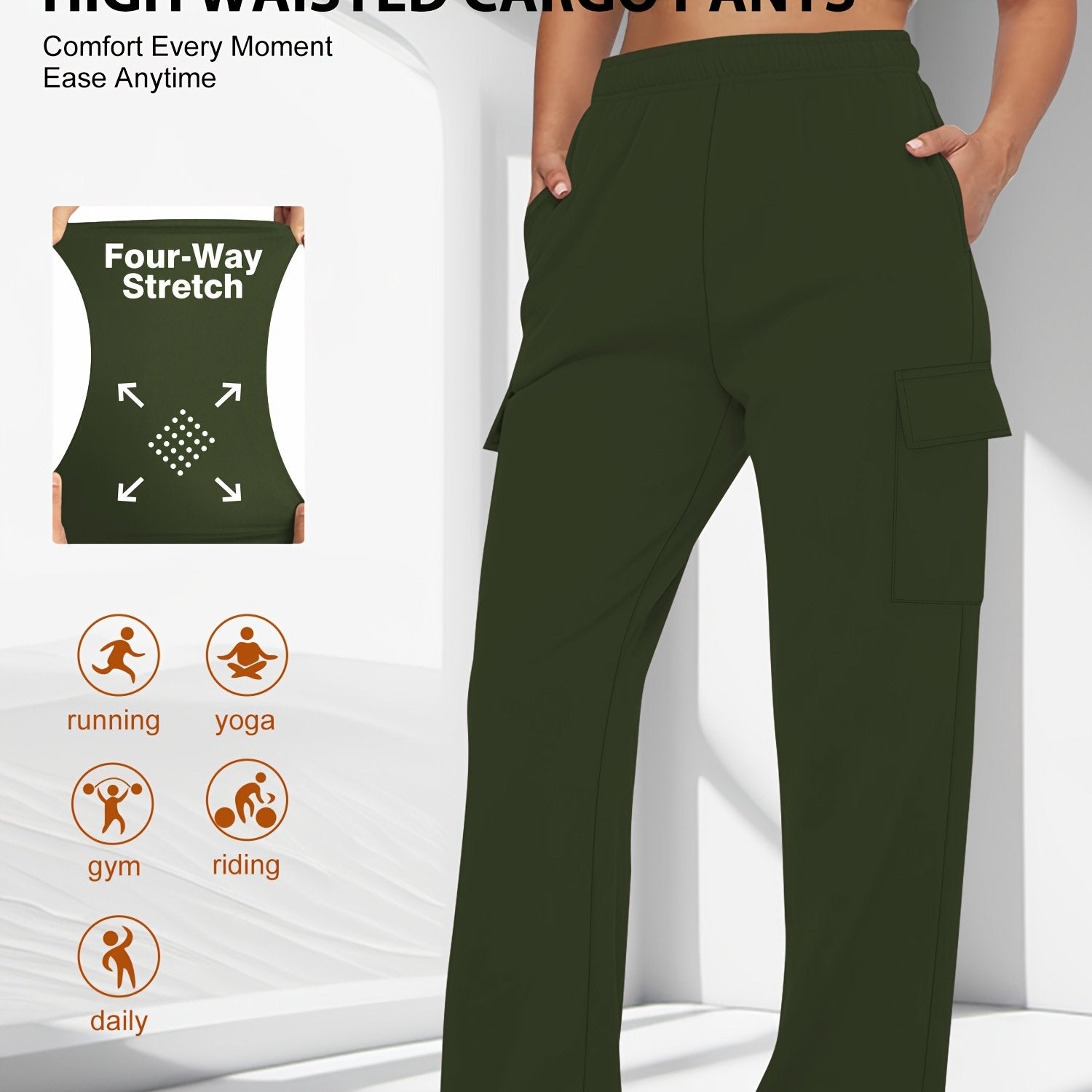 Plus Size Cargo Pants Women High Waisted Wide Leg Casual Streetwear