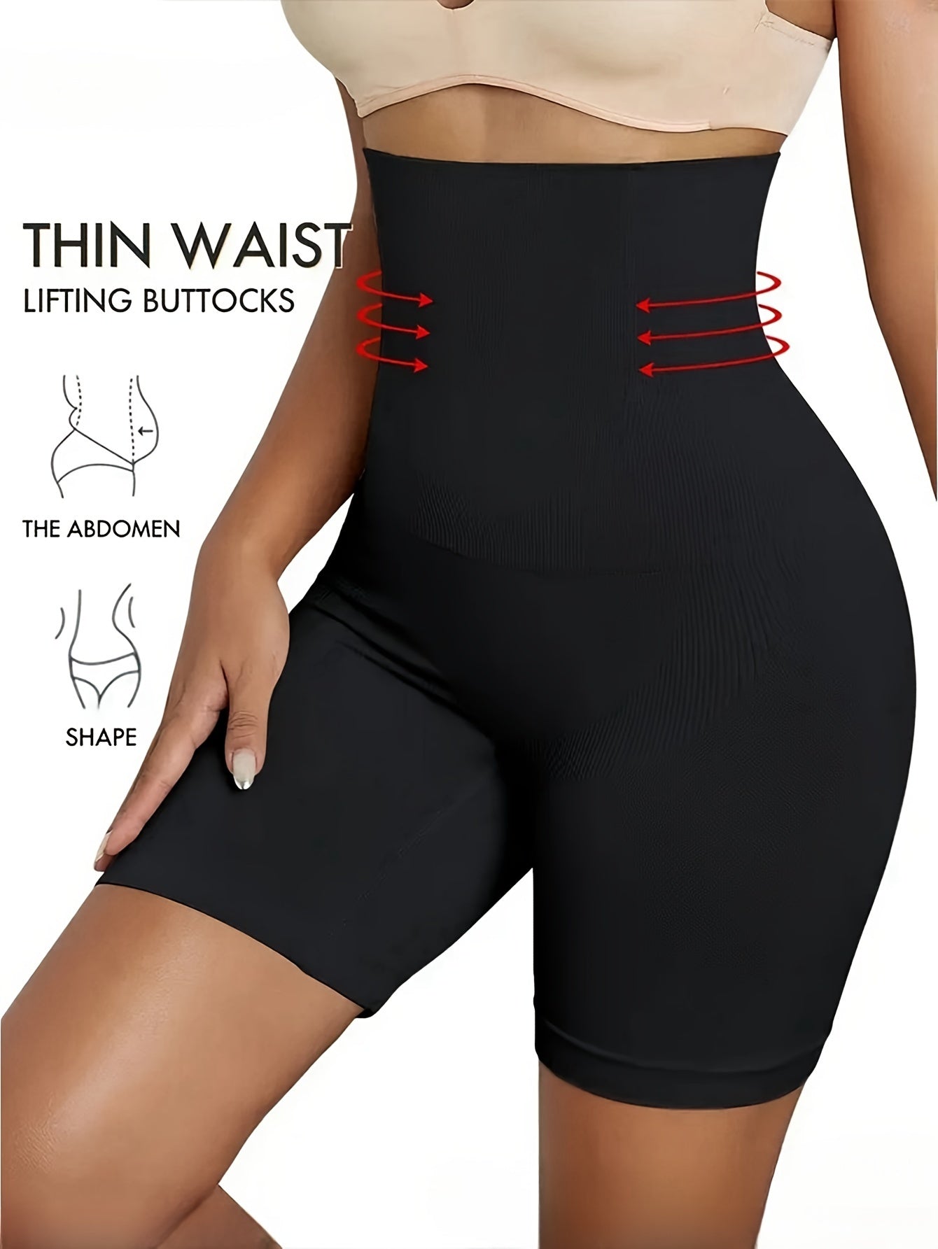 High-Waist Tummy Control Shapewear Shorts for Women Plus Size Butt Lifting Solid Color
