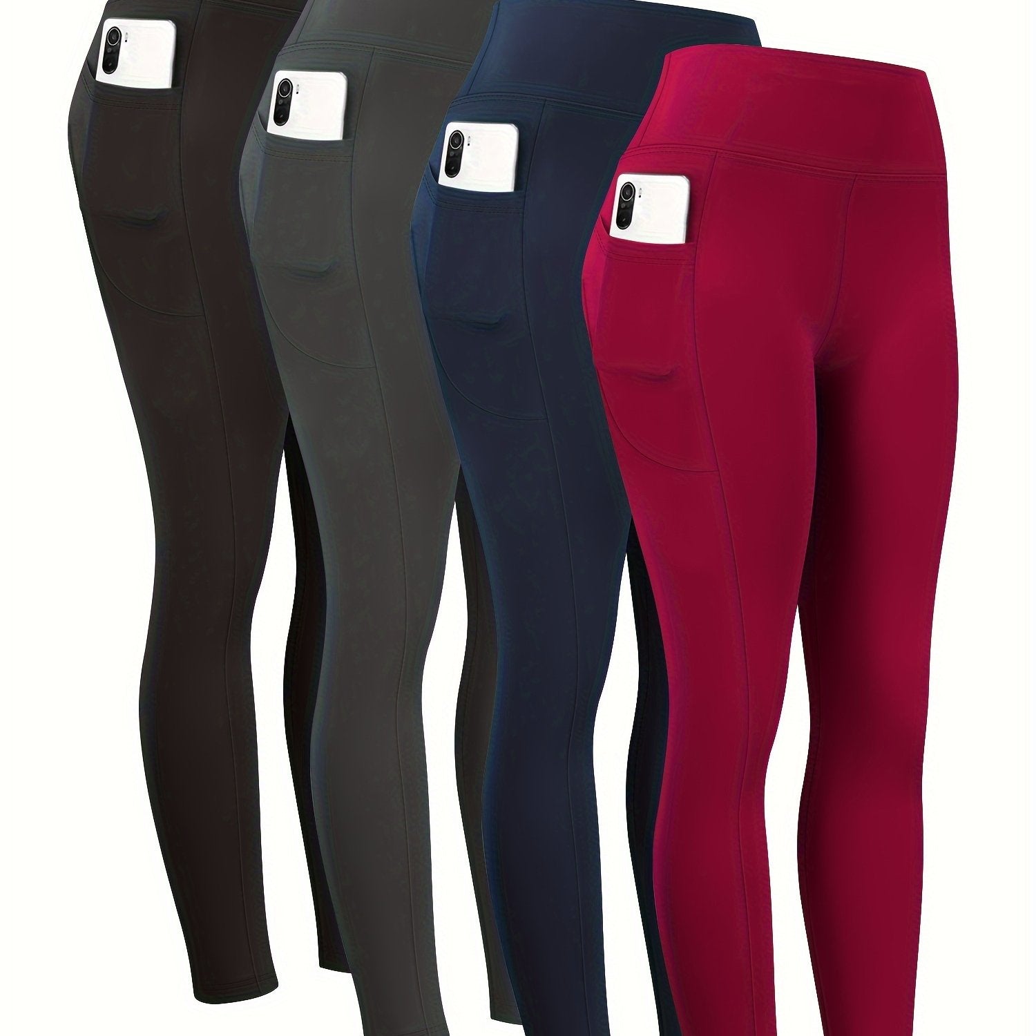 Women High Waist Yoga Pants Stretch Tight Leggings with Pockets and Abdominal Support